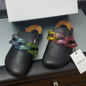 Kurt Geiger London Ozark Rainbow Chain Detail Leather Mules